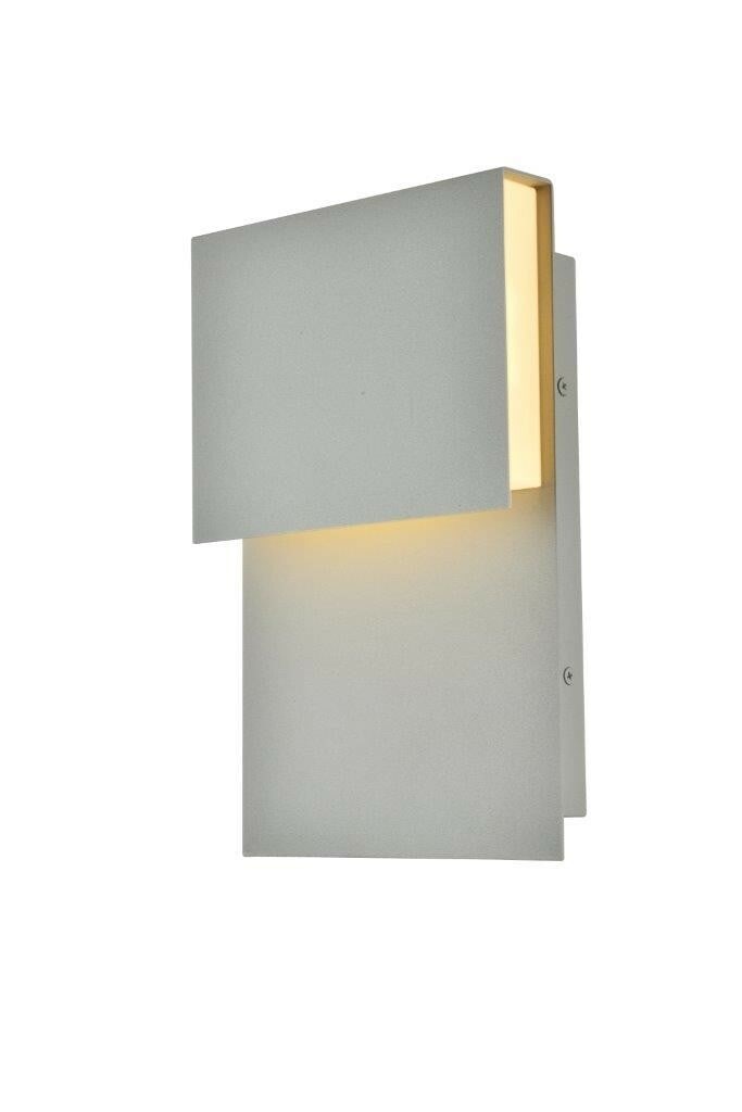 Living District Raine 11 Inch Silver LED Outdoor Wall Sconce: Living District Raine 11 Inch Silver LED Outdoor Wall Sconce Illuminate your outdoor spaces with this stylish and modern 11-inch silver outdoor wall sconce. Designed for versatility, this fixture feat