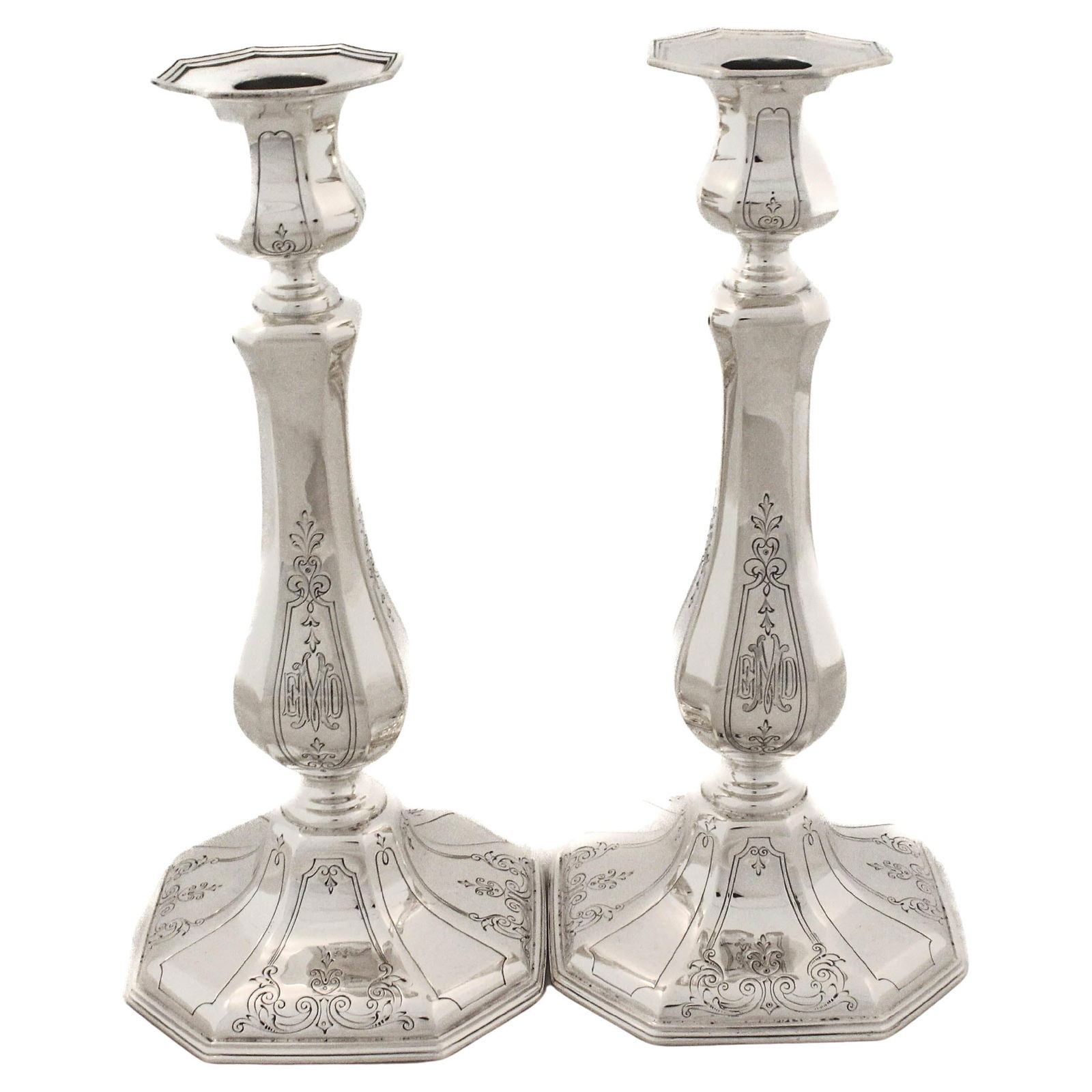 Reed and Barton Sterling Silver Faceted Candlesticks Set of 2 (1 of 7)