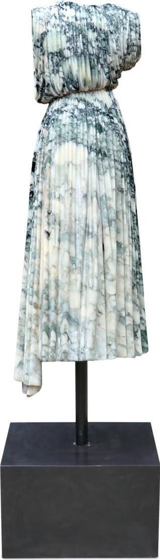 Adara Collection Marble Metal Sculpture Madame's Cocktail Dress 55H: Adara Collection Marble Metal Sculpture Madame's Cocktail Dress 55H This item from the Adara Collection is titled 'The Madame's Cocktail Dress.' It is crafted from marble and metal, combining durabili