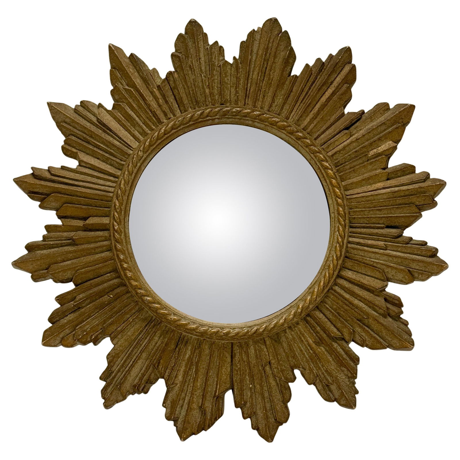Mid-Century Modern Sunburst Mirror Vintage Italian Design Convex Plate: Mid-Century Modern Sunburst Mirror Vintage Italian Design Convex Plate This stunning vintage convex wall mirror showcases a captivating sunburst design, perfect for adding a touch of Mid-Century Moder