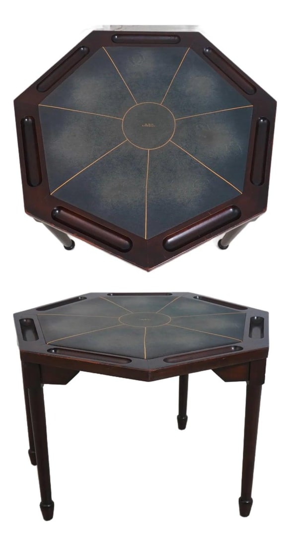 Vintage 7 Seat Mahogany Poker Table with Turned Legs (1 of 10)