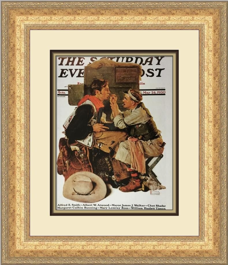 Norman Rockwell Gary Cooper Custom Framed Lithograph Print (1 of 2)