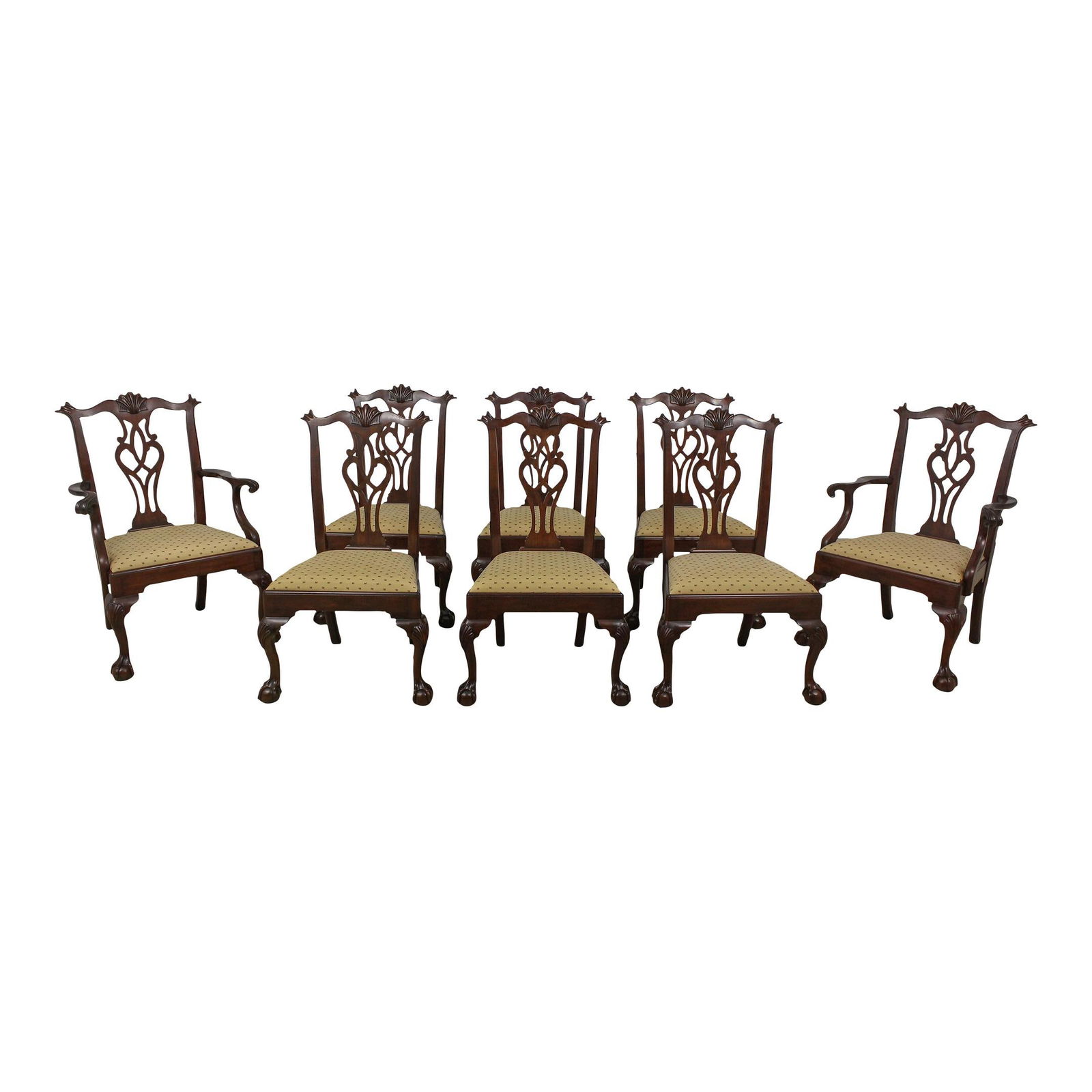 Set of 8 Henkel Harris Mahogany Chippendale Dining Chairs (1 of 10)