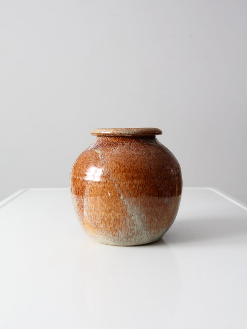 1985 Troyer Vintage Pottery Vase with Tawny Taupe Glaze (1 of 8)