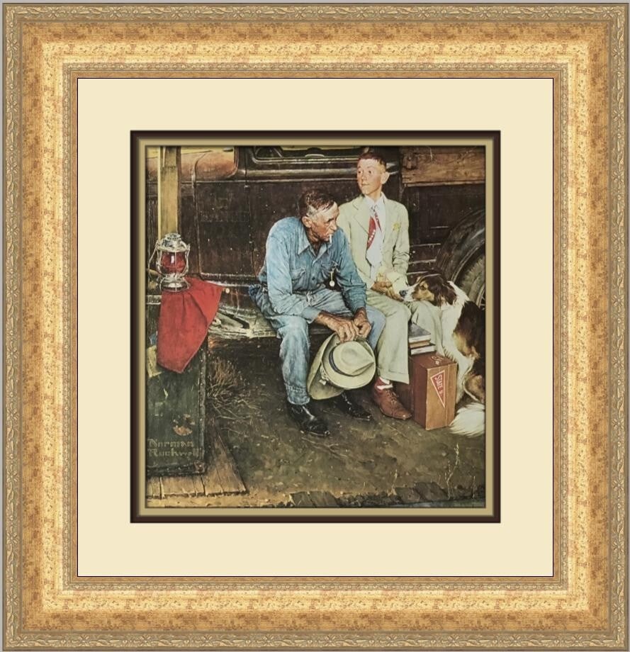 Norman Rockwell Breaking Home Ties Custom Framed Art Print 20 x 19 (1 of 2)