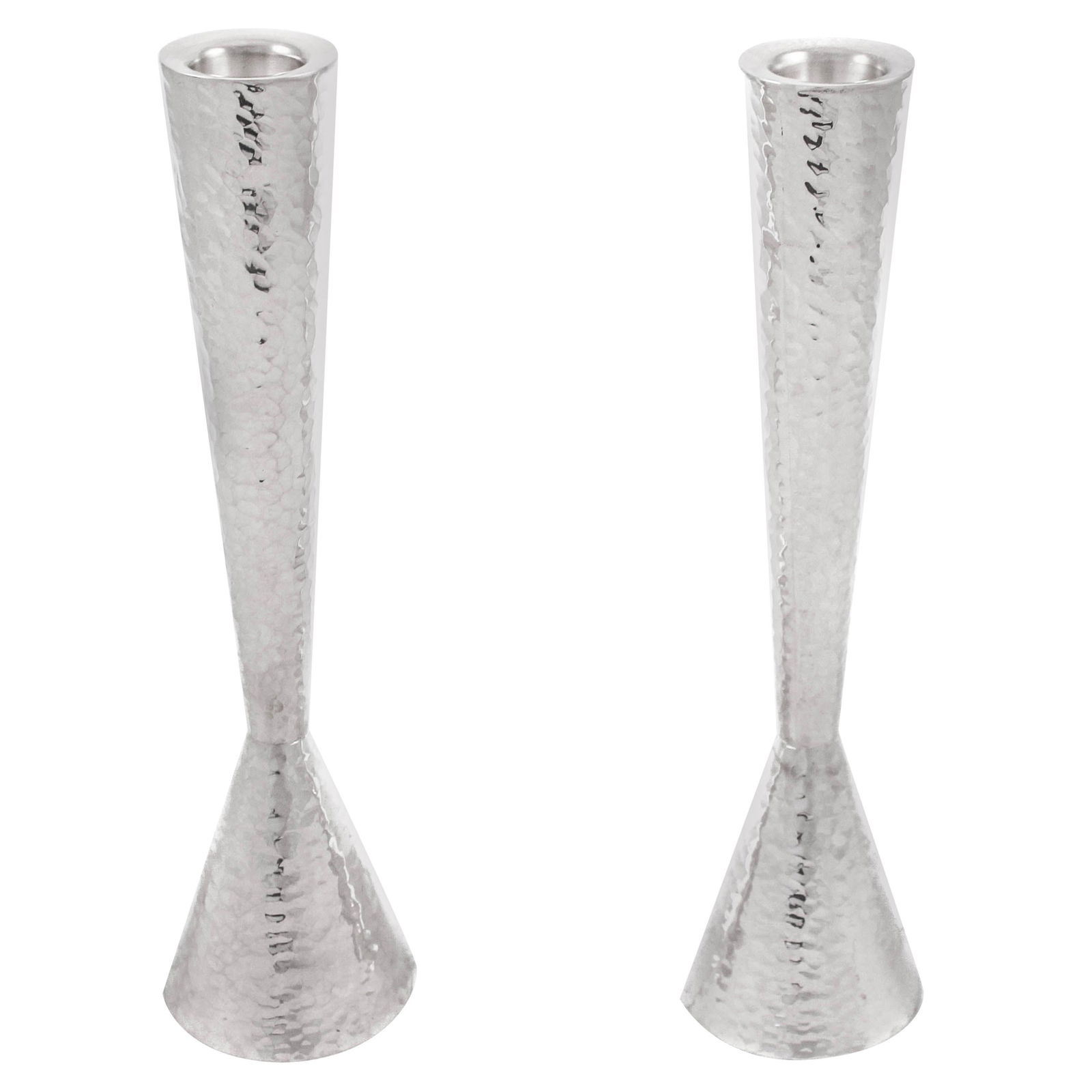 Set of 2 Modern Hammered Sterling Silver Candlesticks from Israel (1 of 5)