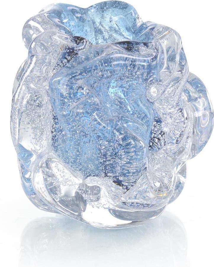 John-Richard Capri Blue Hand-Blown Glass Sculpture 7.75" Unique Art Piece (1 of 1)