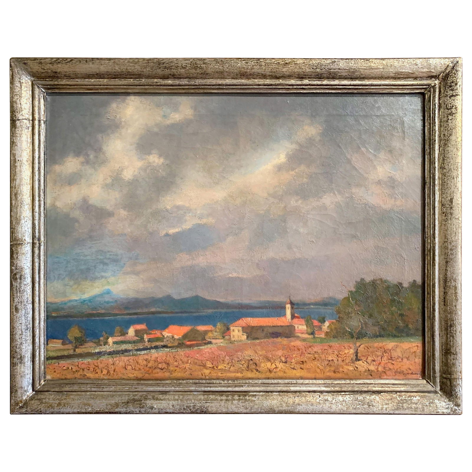 1932 Gregoor Van Puyenbroeck Oil Painting French Riviera Landscape: 1932 Gregoor Van Puyenbroeck Oil Painting French Riviera Landscape This exquisite oil on canvas landscape, painted by Gregoor Van Puyenbroeck in 1932, beautifully captures the sunlit charm of Porquero