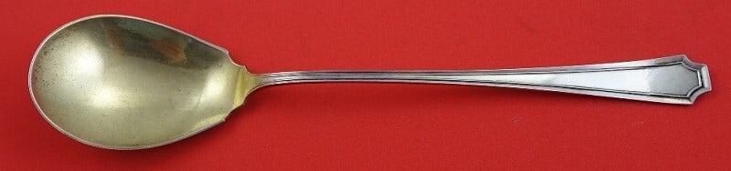 Durgin Fairfax Sterling Silver Lettuce Spoon Gold Wash 8 3/4 Inch: Durgin Fairfax Sterling Silver Lettuce Spoon Gold Wash 8 3/4 Inch This elegant Fairfax lettuce spoon, crafted by Durgin-Gorham, showcases the timeless beauty of sterling silver with a luxurious gold w