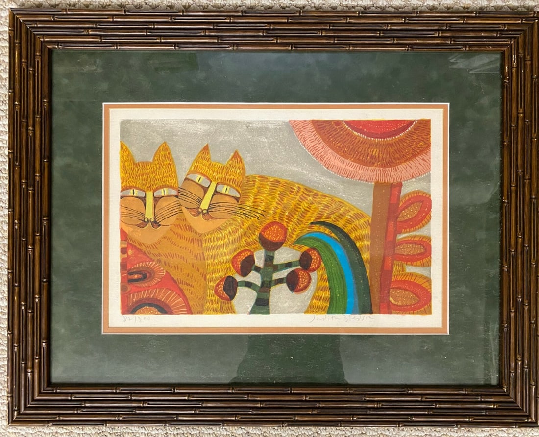 Judith Bledsoe Signed Limited Edition Cats and Tigers Lithograph Custom Framed (1 of 5)