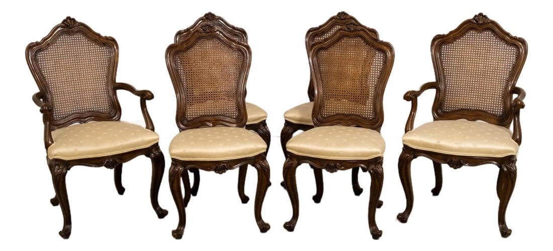 Set of 6 Karges Louis XV Cane Back Dining Chairs Walnut Finish (1 of 10)