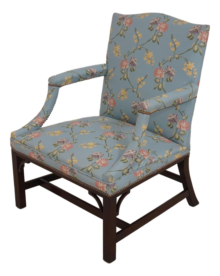 Kittinger CW-14 Chippendale Armchair Blue Floral Mahogany (1 of 10)