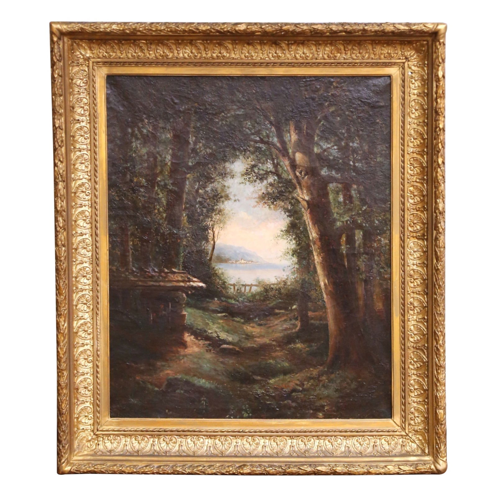 19th Century French Barbizon School Oil Painting Landscape in Giltwood Frame (1 of 10)