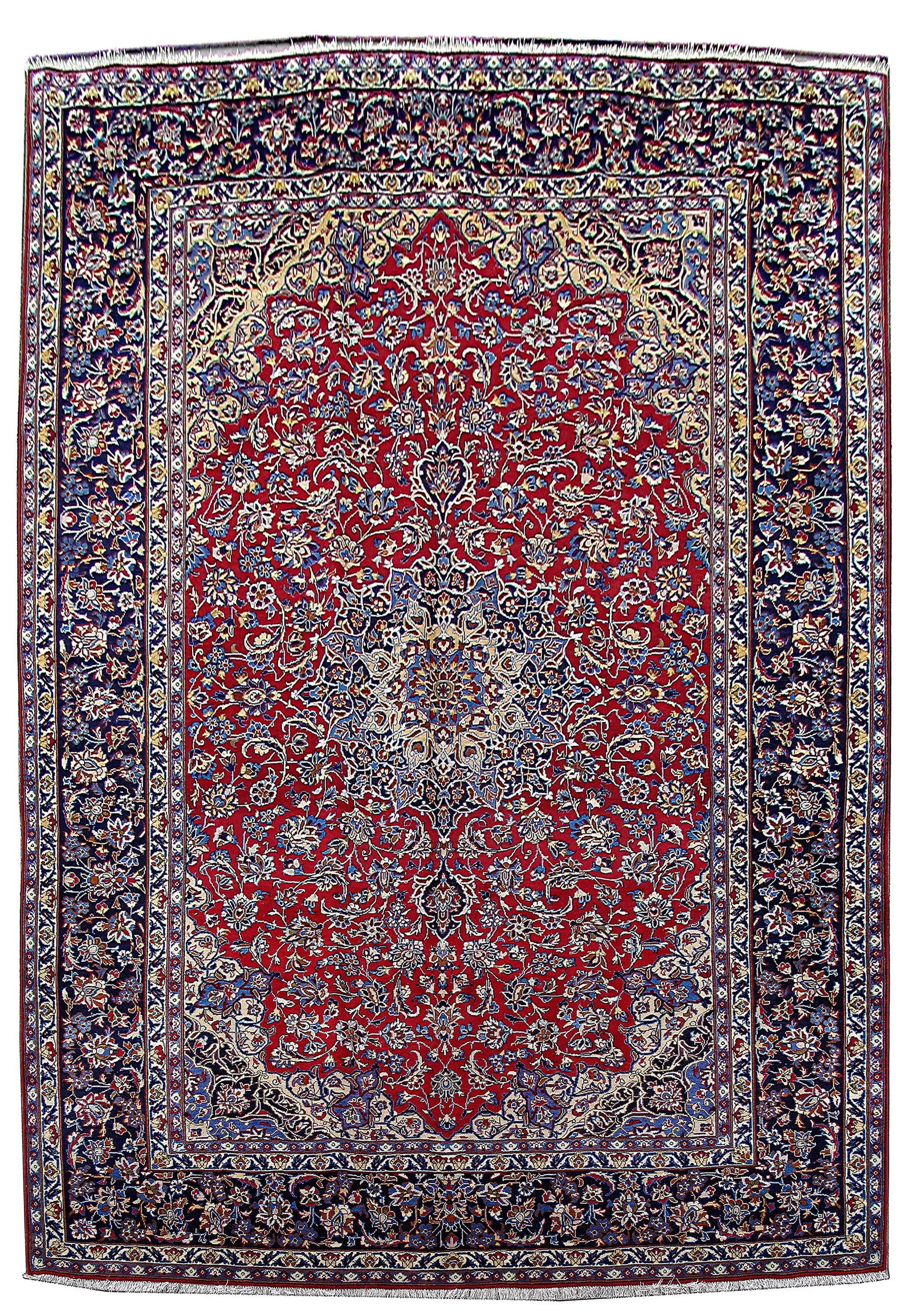 Handcrafted Persian Isfahan Rug 9'7 x 13'9 Silk-like Pile (1 of 6)