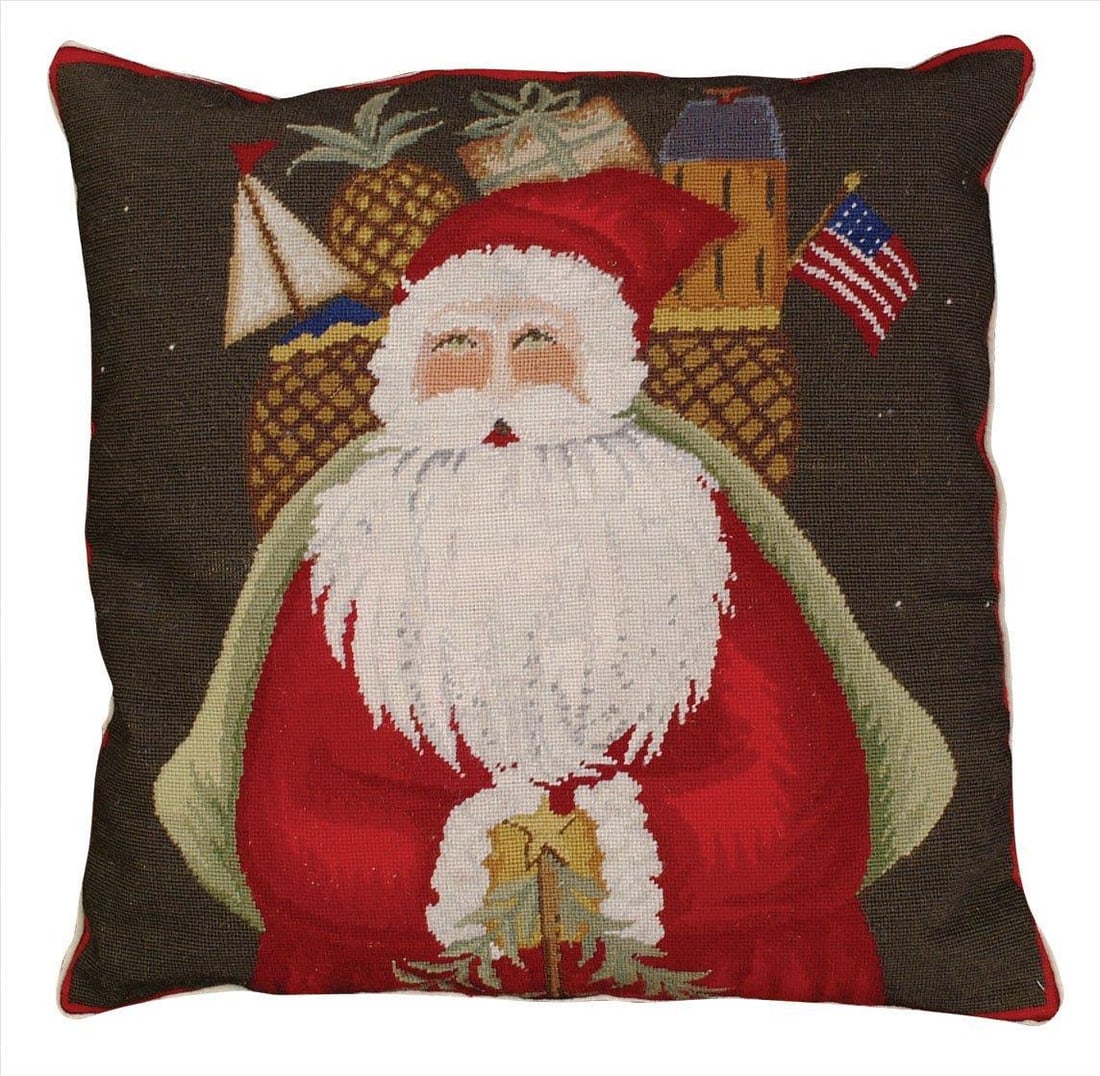 Vintage Style Santa Throw Pillow 18 x 18 Wool Velvet: Vintage Style Santa Throw Pillow 18 x 18 Wool Velvet Add a festive touch to your home decor with this charming Santa-themed throw pillow. Crafted in a vintage style, this pillow features a delightful