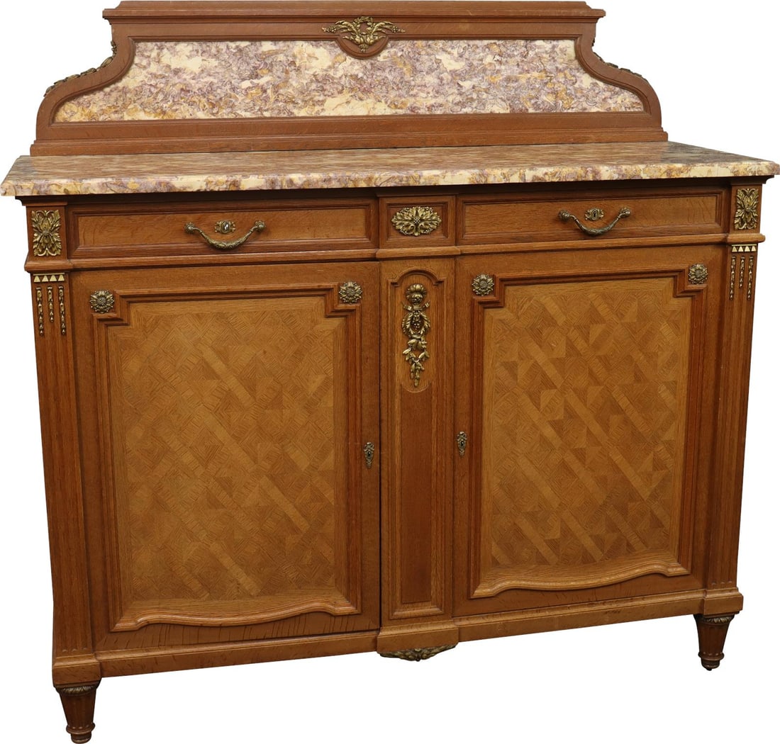 Antique Louis XVI Marble Server 1890: Antique Louis XVI Marble Server 1890 This stunning antique French marble server, dating back to 1890, features a captivating purple finish and is designed in the elegant Louis XVI style. Crafted with