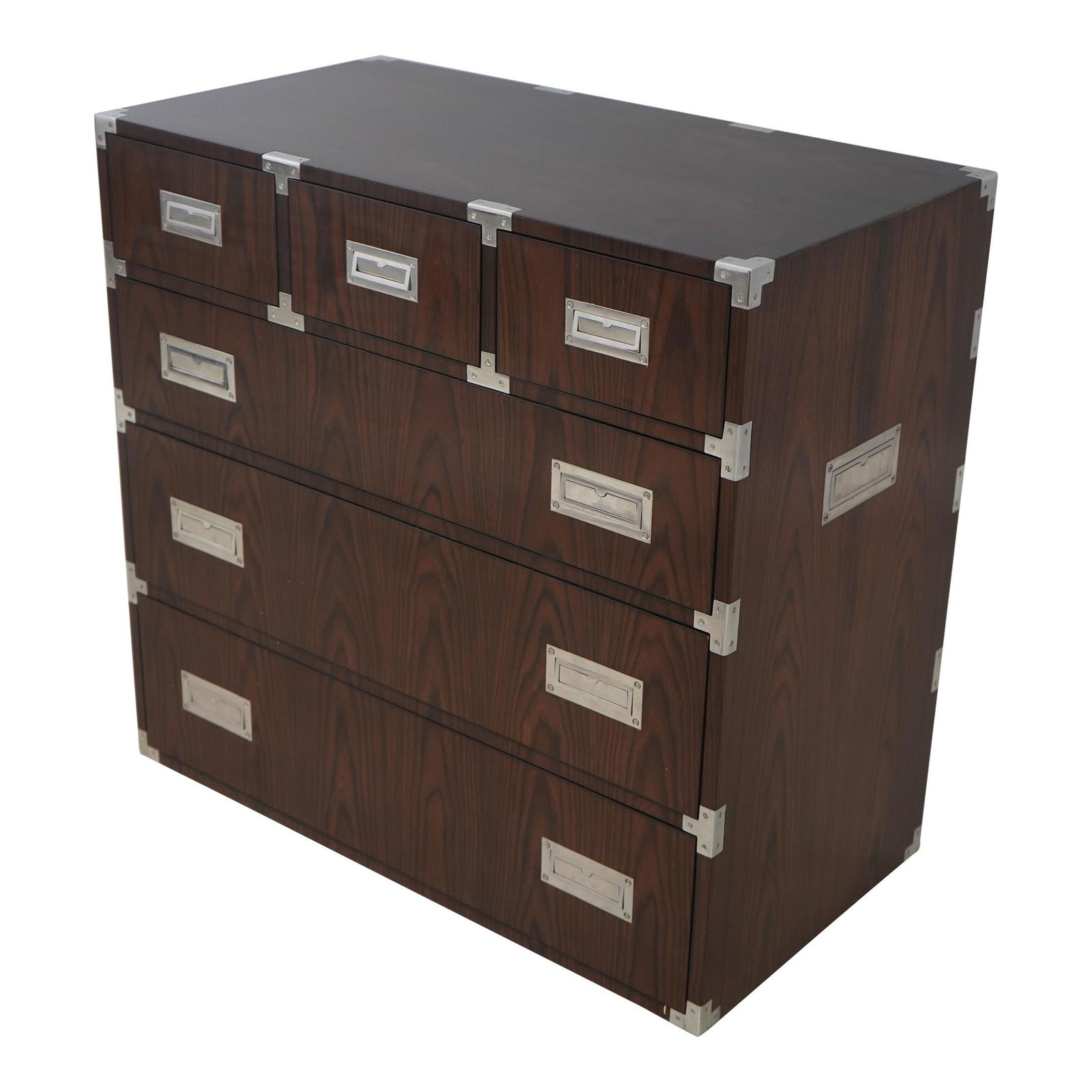 Theodore Alexander Campaign Style Chest with Dovetailed Drawers: Theodore Alexander Campaign Style Chest with Dovetailed Drawers Discover the elegance of this Theodore Alexander Modern Campaign Style Chest, showcasing a timeless design with dovetailed drawer constr