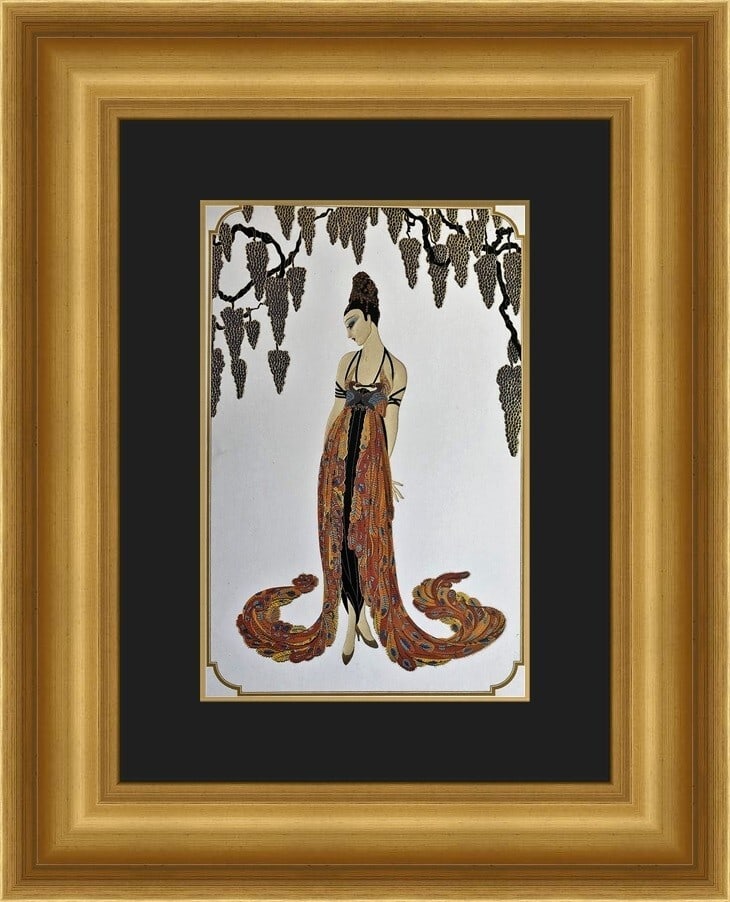 Erte Feather Gown Art Deco Custom Framed Print 18x20 (1 of 1)
