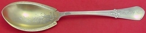 Swiss by Gorham Sterling Silver Gold Washed Preserve Spoon 8.5" (1 of 2)