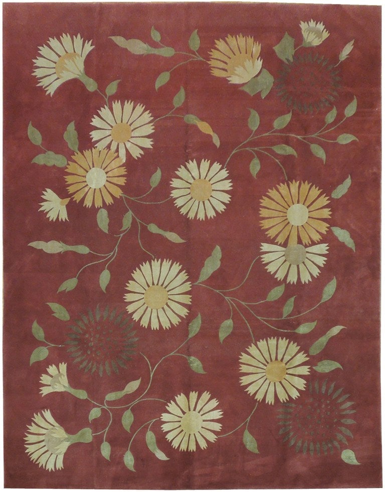 7.9 x 10 Handmade Modern Wool Silk Rug in Rustic Red Wheat Brown: 7.9 x 10 Handmade Modern Wool Silk Rug in Rustic Red Wheat Brown Free continental US Shipping Enhance your living space with the exquisite 7.9 x 10 Modern Wool & Silk Fine Quality Handmade Contemporar