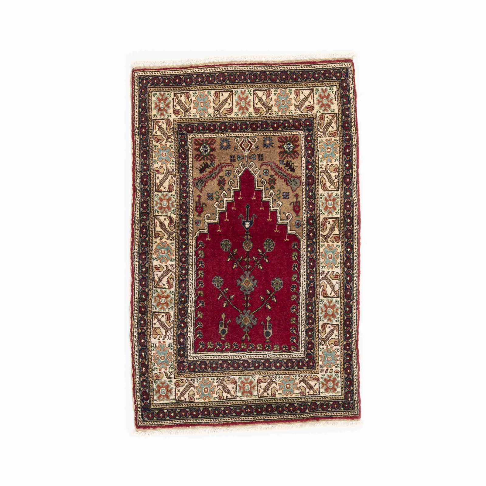 Authentic Handmade Kayseri Wool on Cotton Carpet 34.3 x 53.9: Authentic Handmade Kayseri Wool on Cotton Carpet 34.3 x 53.9 Discover the beauty of the Authentic Handmade Kayseri Carpet, meticulously crafted from high-quality wool on cotton. This exquisite piece