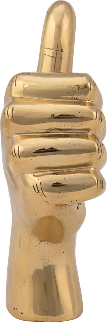 Victorian Brass Thumbs Up Figure by Noir 8.5": Victorian Brass Thumbs Up Figure by Noir 8.5" This elegant thumbs up figure showcases a stunning antique style, crafted from a durable metal alloy with an antique brass finish. The Victorian style