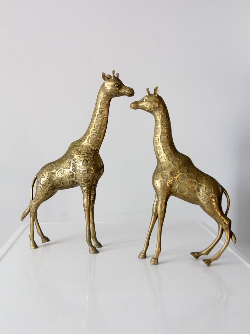 Elegant Mid Century Brass Giraffe Figurines Pair Vintage Charm (1 of 14)