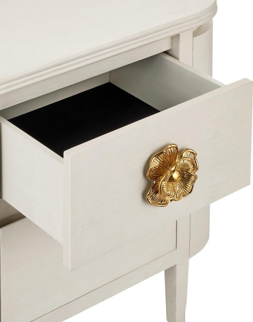 Currey Briallen Nightstand Brass Cerused White Finish (1 of 10)