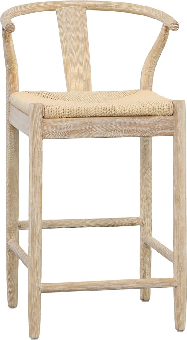 Renault Counter Stool Solid Oak Light Bleached Finish Danish Paper Cord (1 of 5)