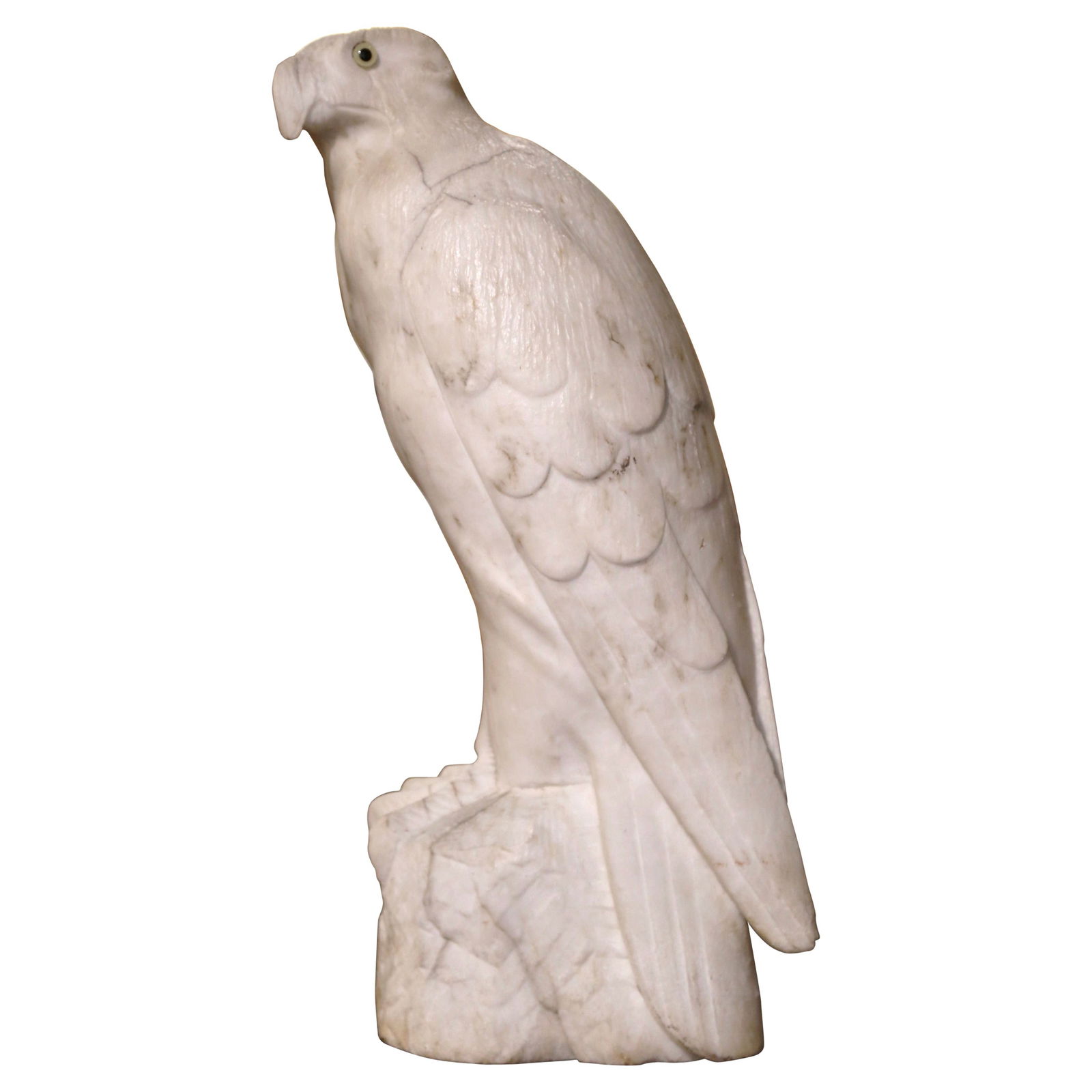 19th Century French Hand-Carved Marble Eagle Sculpture with Glass Eyes (1 of 11)