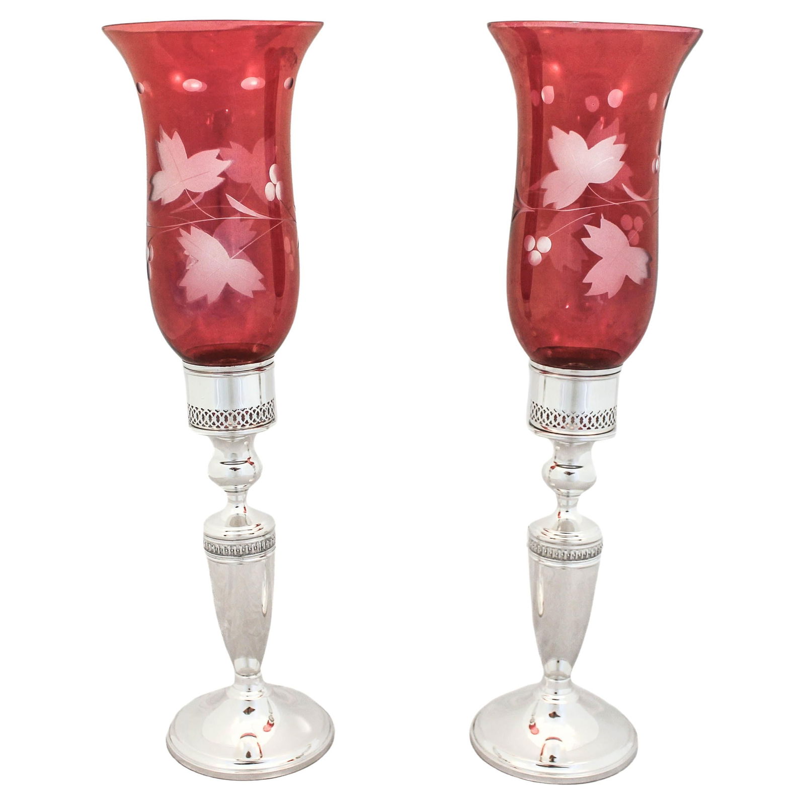 Mueck-Cary Vintage Sterling Silver Hurricane Candlesticks Set of 2 (1 of 6)