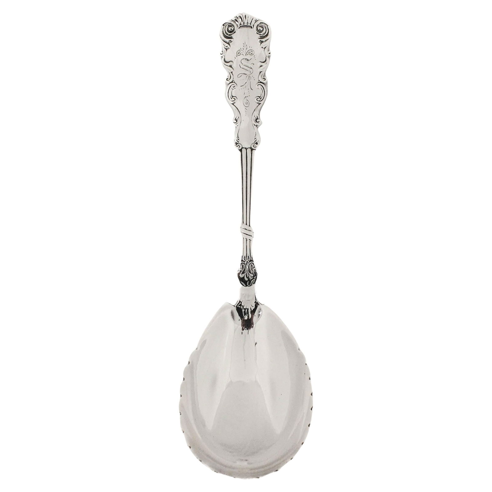 Unique Sterling Silver Serving Spoon with Scalloped Rim Circa 1930s (1 of 5)