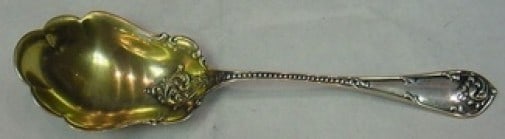 Towle Rustic Sterling Silver Preserve Spoon Gold Washed 7 3/4 Antique (1 of 2)