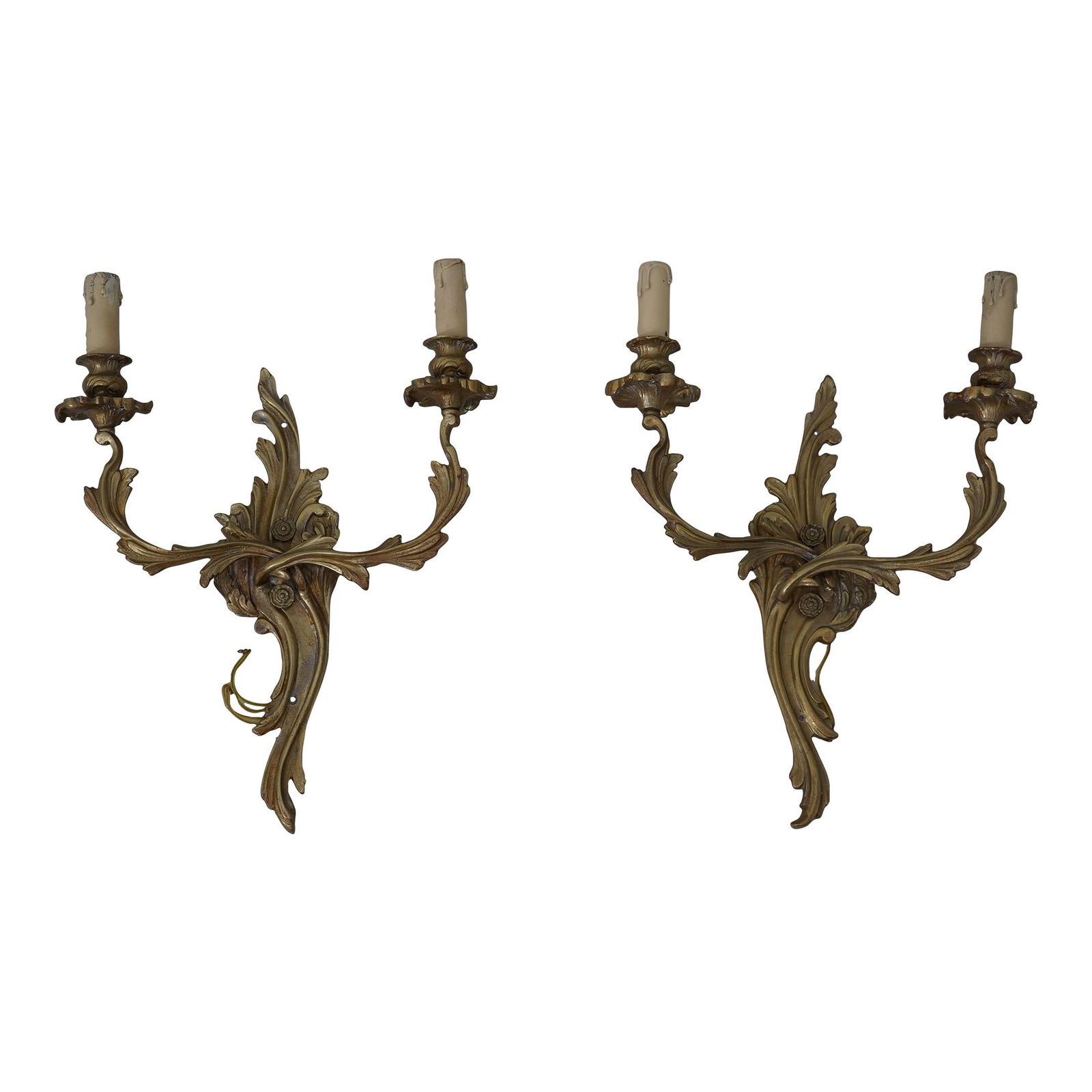 Elegant Pair of Louis XV Style Brass Lighted Candelabras: Elegant Pair of Louis XV Style Brass Lighted Candelabras This exquisite pair of French style brass lighted candelabras showcases a sophisticated Louis XV design, perfect for adding an elegant touch to