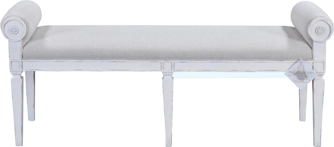 Swedish Gustavian Afton Bench Solid Wood Dark Rustic Pecan Finish (1 of 4)