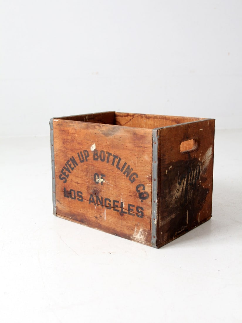 1960s Vintage 7Up Wooden Crate with Metal Framing (1 of 9)
