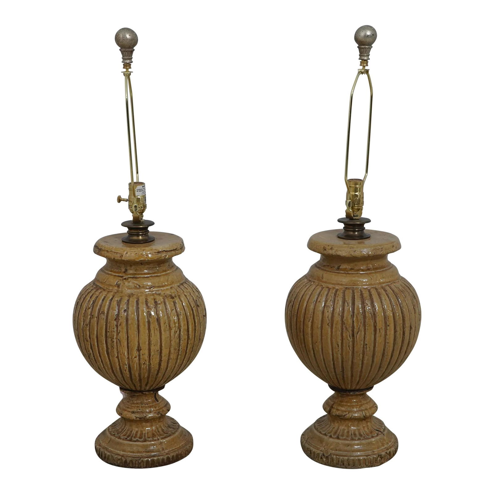 John Richard Rustic Yellow Urn Style Table Lamps Pair 33 Inches (1 of 10)