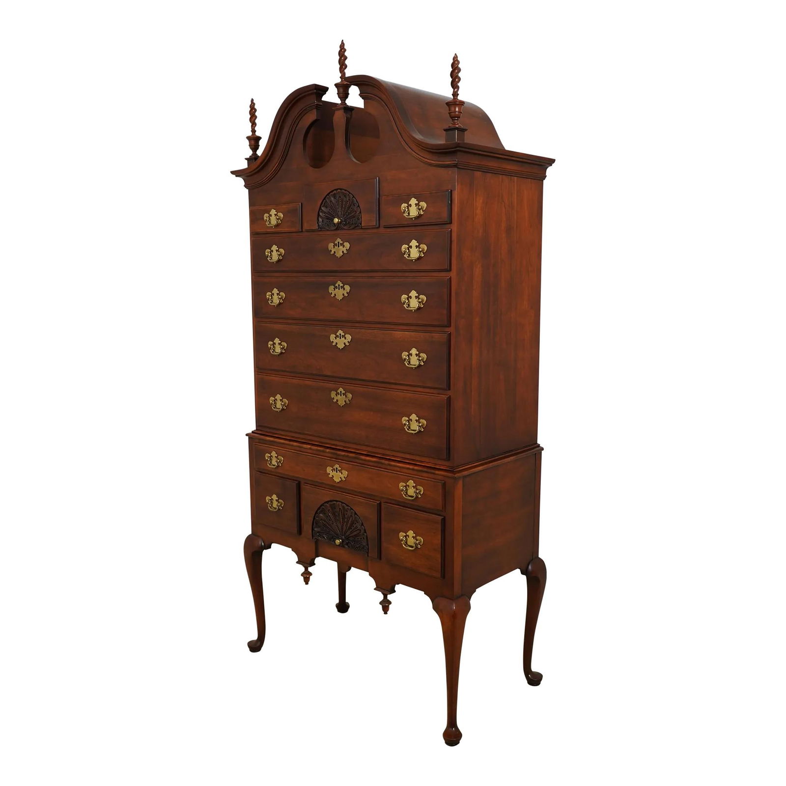 Statton Private Collection Cherry Highboy Dovetailed Drawer Brass Hardware (1 of 10)