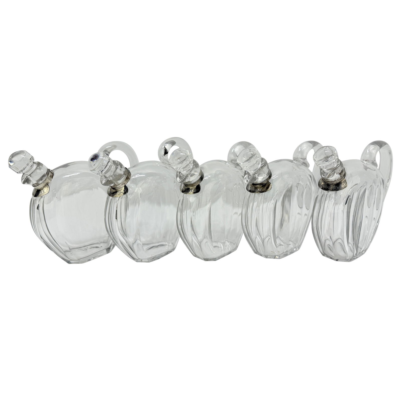 Set of 5 Art Deco Crystal Liqueur Decanters by Jacques Adnet for Baccarat (1 of 14)