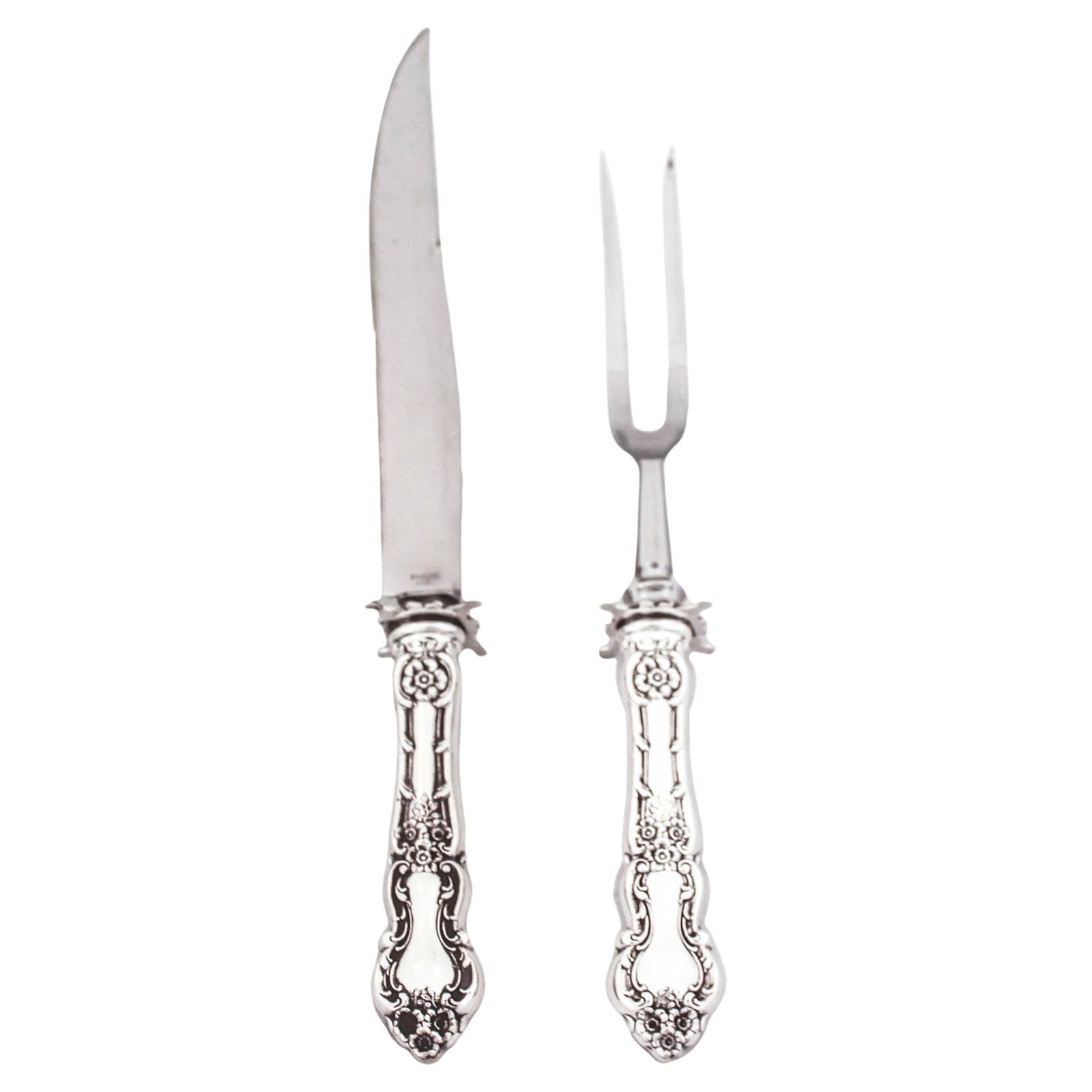 Wallace Silversmiths Meadow Rose Sterling Silver Carving Set 1907 (1 of 6)