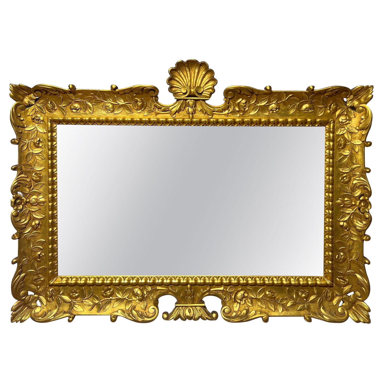 Vintage Italian Rococo Giltwood Shell Wall Mirror 1980s (1 of 10)