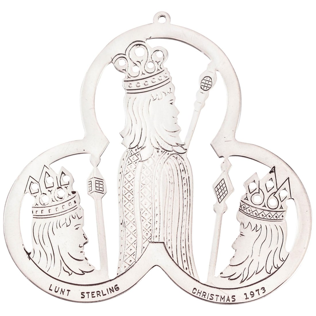 Lunt Silver Sterling Christmas Ornament Three Wise Men 1973: Lunt Silver Sterling Christmas Ornament Three Wise Men 1973 Celebrate the spirit of Christmas with this exquisite Sterling Silver ornament featuring the "Three Wise Men" on their journey to find the b