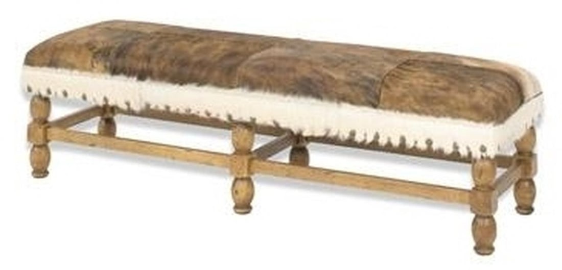 Hand-Crafted Backless Avocado Leather Bench USA J Neal (1 of 1)
