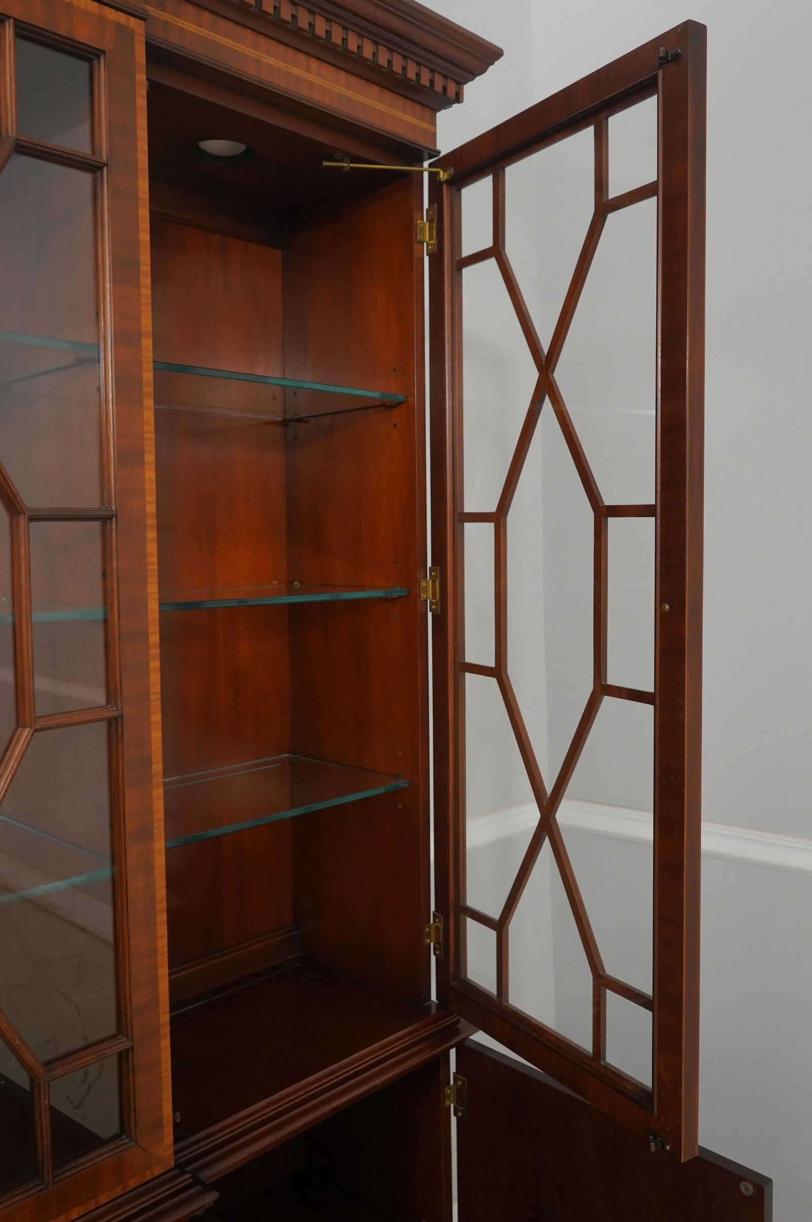 Councill Craftsmen Mahogany Breakfront with Glass Shelves and Lighted Interior - 4