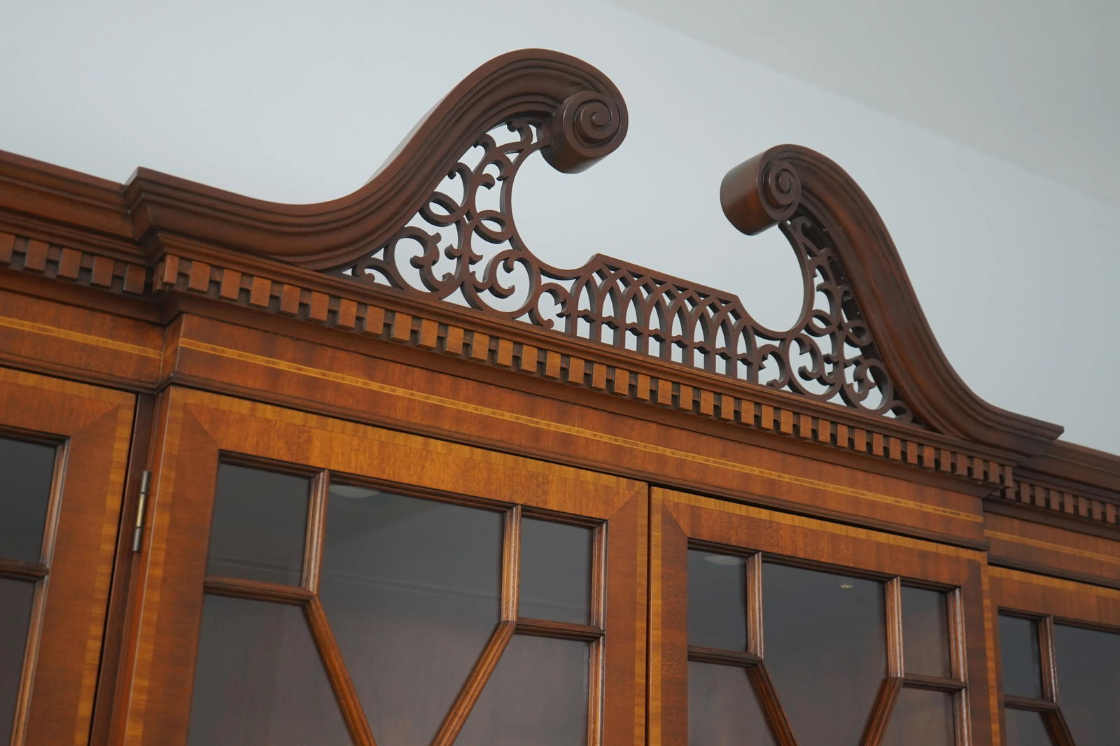 Councill Craftsmen Mahogany Breakfront with Glass Shelves and Lighted Interior - 9