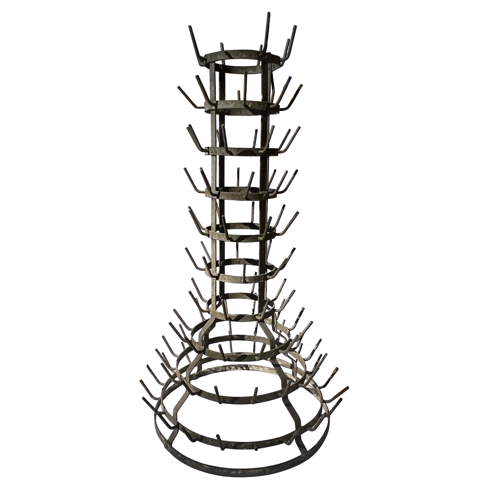 Antique French Zinc 10-Tier Wine Bottle Drying Rack 1900 (1 of 11)