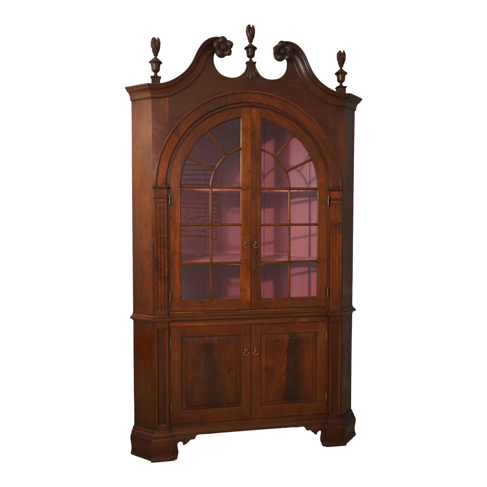 Louis Irion 2 Piece Walnut Corner China Cabinet Chippendale Style: Louis Irion 2 Piece Walnut Corner China Cabinet Chippendale Style This stunning Louis Irion monumental corner china cabinet is a remarkable piece that showcases exquisite craftsmanship and timeless de