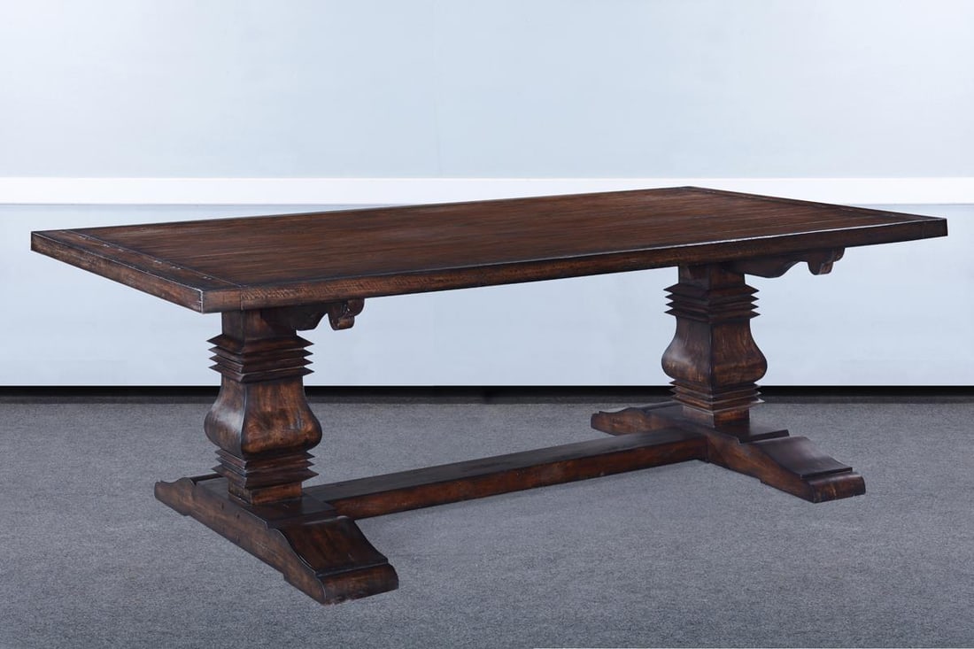 Tuscan Style 10-Ft Harvest Table Solid Wood Dark Pecan Finish (1 of 4)