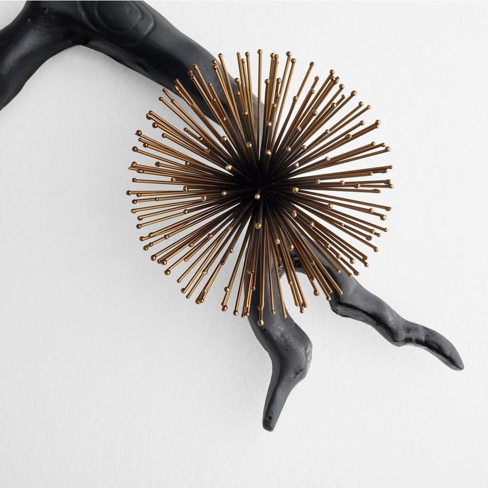 Cyan Ichiyo Gold Black Wall Sculpture 12H 20.50W Asian Modern (1 of 6)