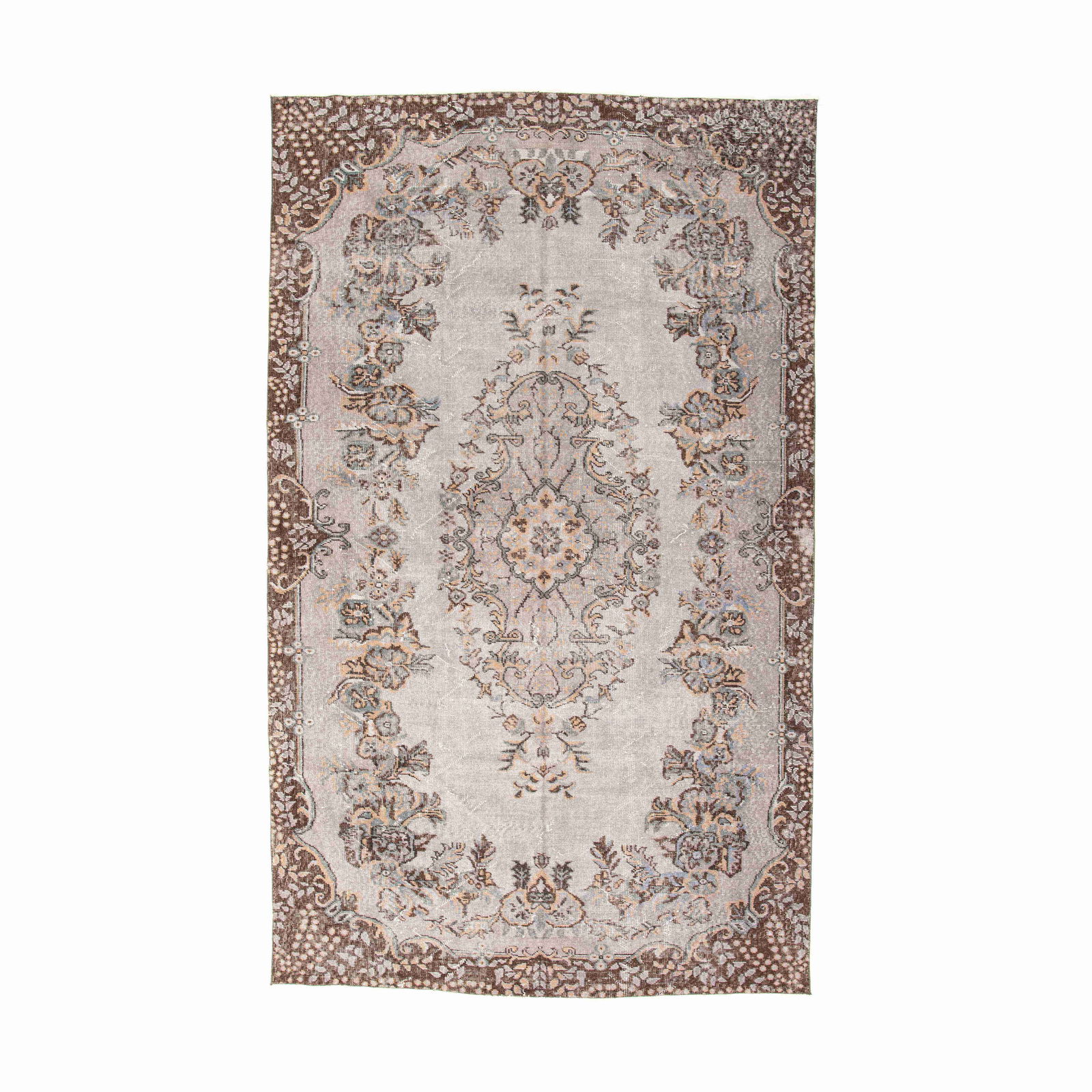 Vintage Handmade Wool on Cotton Carpet 69.7 x 115.7 Inches (1 of 8)